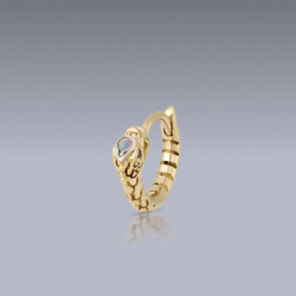 Maria Tash Ouroboros ring 6.5mm Gold with Opal stone and diamond eyes